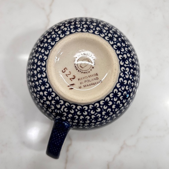 Boleslawiec Manufaktura Pottery - 18 oz Mug - Cobalt Blue "Swan Lake" Pattern - Picture 4 of 4